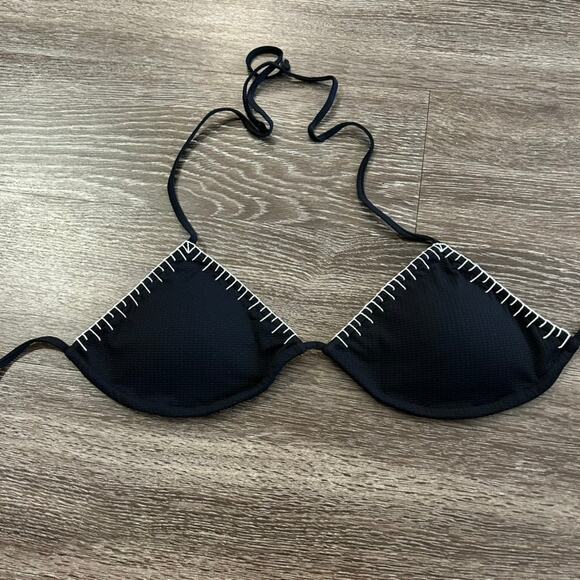 NWOT Marysia Sole Triangle Bikini Top Size Large Black Stitch Detail B/C Cup 1 - Picture 13 of 13